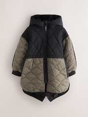 smALLSAINTS Black/Green Longline Quilted Jacket - Image 9 of 16