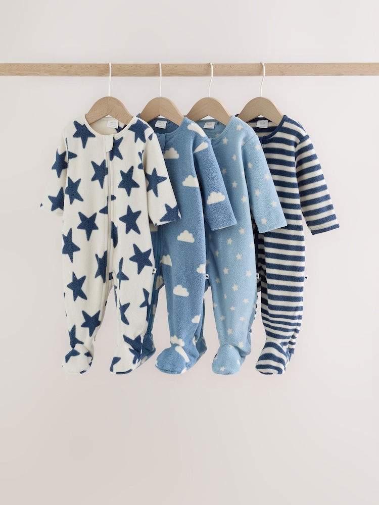 Plavo - Mikro runo Dvosmerni rar bebe Sleepsuits 4 paket - Slika 1 od 13