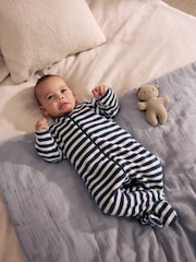 Plavo - Mikro runo Dvosmerni rar bebe Sleepsuits 4 paket - Slika 12 od 13