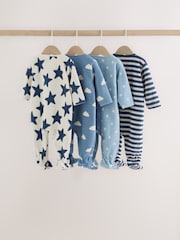 Plavo - Mikro runo Dvosmerni rar bebe Sleepsuits 4 paket - Slika 2 od 13