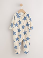 Neutral/Blue Star Fleece Baby Sleepsuit - Image 1 of 7