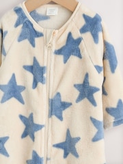 Neutral/Blue Star Fleece Baby Sleepsuit - Image 3 of 7