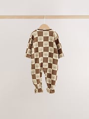 Brown Teddy Bear Micro Fleece Two Way Zip Baby Sleepsuits 4 Pack - Image 4 of 11