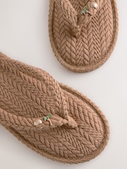 Natural Toe Thong Charm Detail Slippers - Image 7 of 9