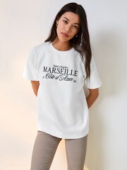 White Embroidered Graphic Heavyweight Short Sleeve Crew Neck T-Shirt - Image 2 of 8