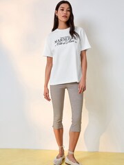 White Embroidered Graphic Heavyweight Short Sleeve Crew Neck T-Shirt - Image 3 of 8