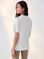 White Embroidered Graphic Heavyweight Short Sleeve Crew Neck T-Shirt - Image 4 of 8