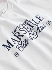 White Embroidered Graphic Heavyweight Short Sleeve Crew Neck T-Shirt - Image 7 of 8