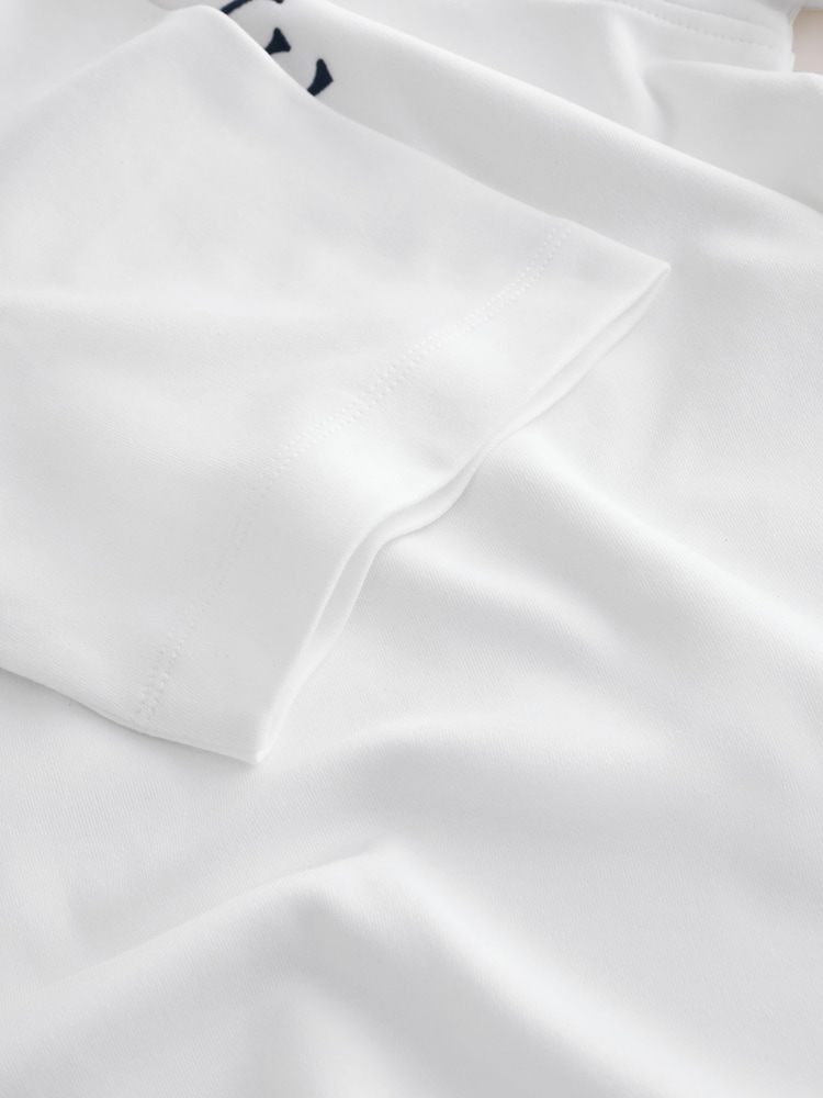 White Embroidered Graphic Heavyweight Short Sleeve Crew Neck T-Shirt - Image 8 of 8