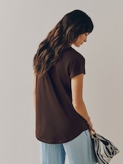 Berry Red/Green/Yellow/Neutral/Black V-Neck Cap Sleeve T-Shirts 5 Pack - Image 12 of 14