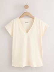 Berry Red/Green/Yellow/Neutral/Black V-Neck Cap Sleeve T-Shirts 5 Pack - Image 3 of 14