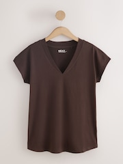 Berry Red/Green/Yellow/Neutral/Black V-Neck Cap Sleeve T-Shirts 5 Pack - Image 5 of 14