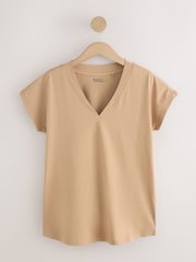 Berry Red/Green/Yellow/Neutral/Black V-Neck Cap Sleeve T-Shirts 5 Pack - Image 6 of 14