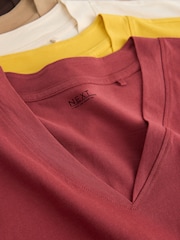 Berry Red/Green/Yellow/Neutral/Black V-Neck Cap Sleeve T-Shirts 5 Pack - Image 8 of 14