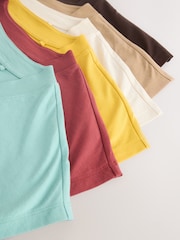Berry Red/Green/Yellow/Neutral/Black V-Neck Cap Sleeve T-Shirts 5 Pack - Image 9 of 14