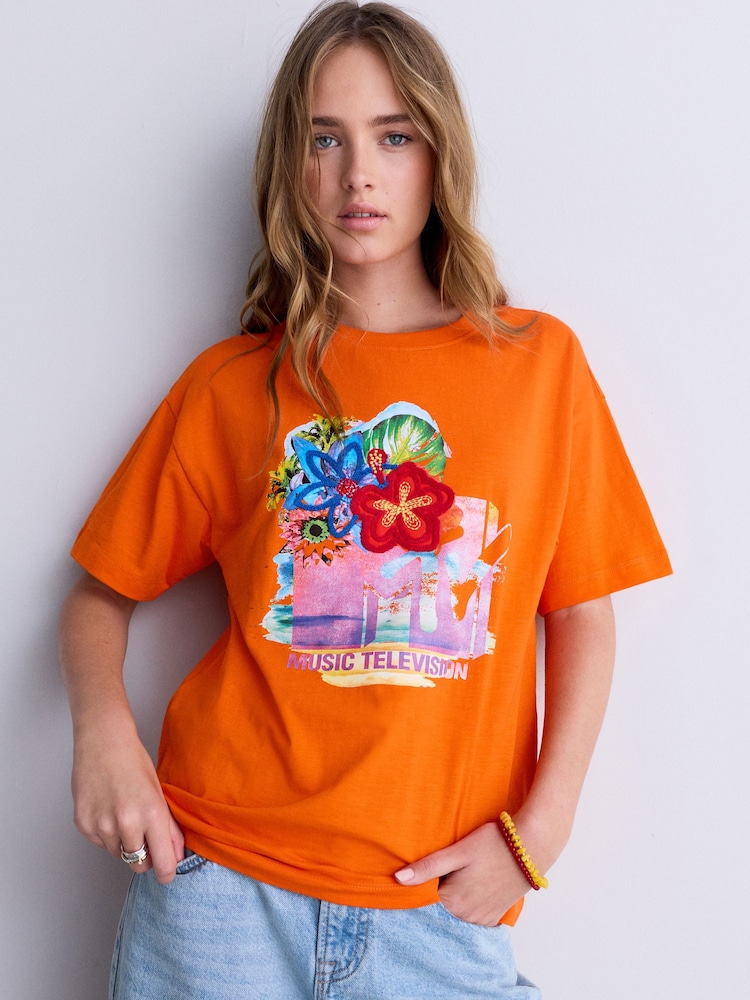Orange MTV License Graphic T-Shirt - Image 1 of 4