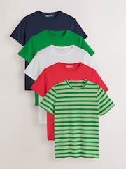 Navy Blue/Red/White/Green/Yellow The Everyday Crew Neck T-Shirt 5 Pack - Image 1 of 13