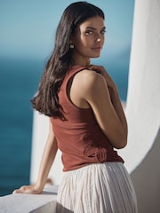 赭棕色 - Ribbed Crochet Vest Top - 圖片 5/5