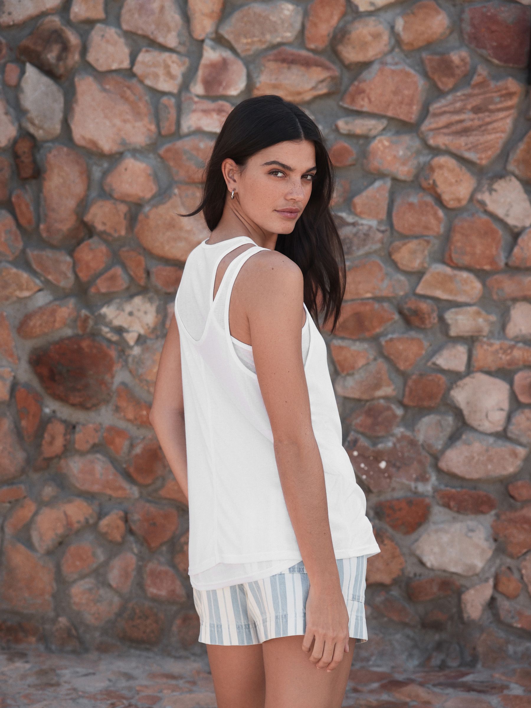 Buy White Sheer Layered Vest 2 In 1 Top from the Next UK online shop