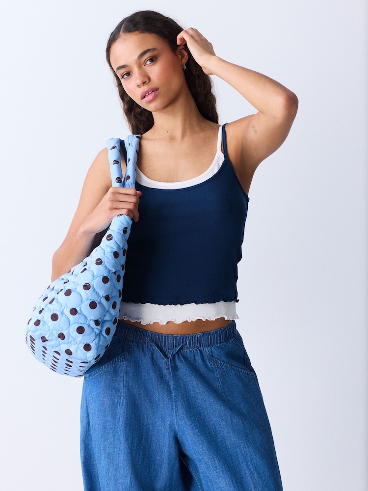 靛藍 - Washed Jersey Layered Vest - 圖片 2/8