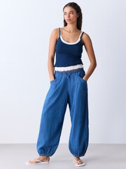 靛藍 - Washed Jersey Layered Vest - 圖片 3/8