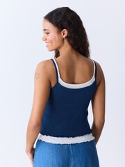 靛藍 - Washed Jersey Layered Vest - 圖片 4/8