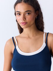 靛藍 - Washed Jersey Layered Vest - 圖片 5/8