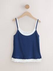 靛藍 - Washed Jersey Layered Vest - 圖片 6/8