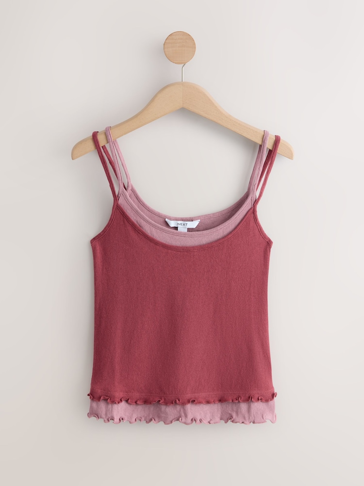 粉色 - Washed Jersey Layered Vest - 圖片 1/3