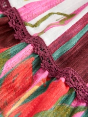 À imprimé fleuri multicolore - Jupe longue à volants en coton - Image 8 de 9