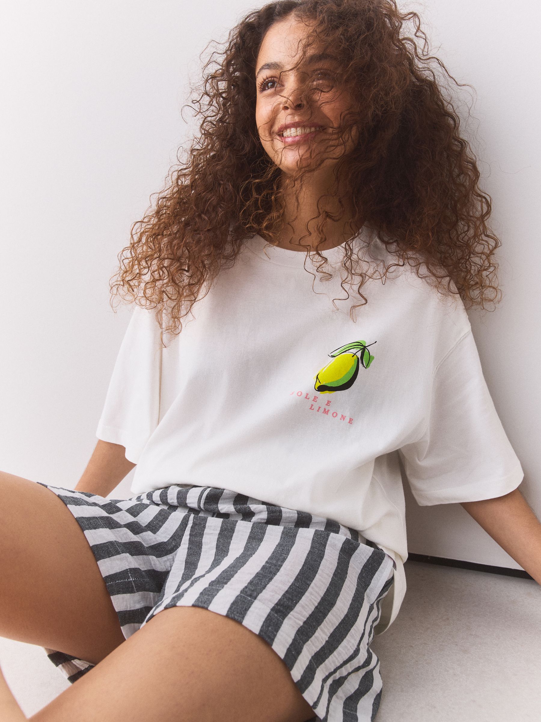 Buy White Lemon Graphic Print Crew Neck T-Shirt from the Next UK