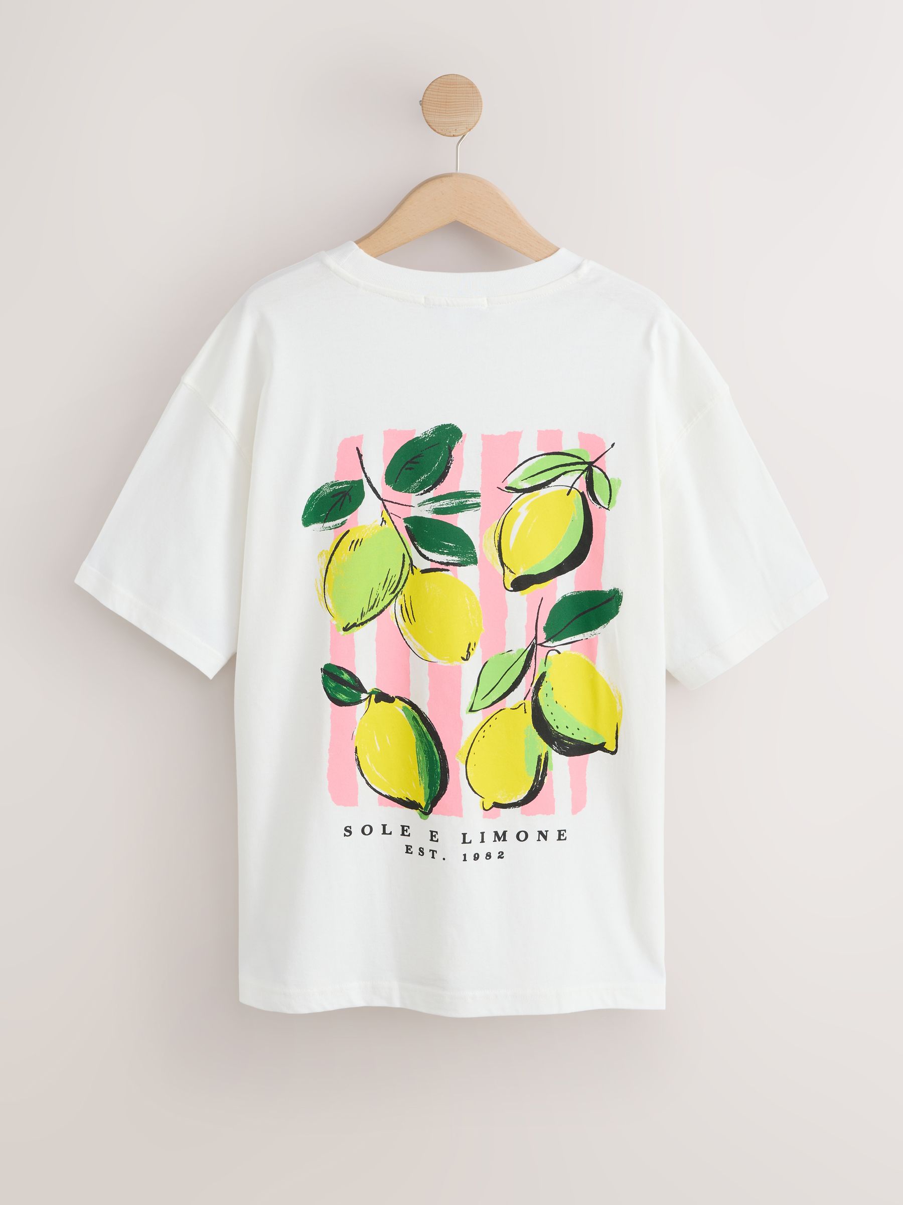 Buy Білий - Футболка Lemon Graphic принт круглий виріз з сайту