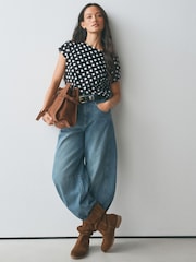 Black Polka Dot Cap Short Sleeve T-Shirt - Image 2 of 6