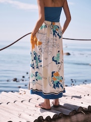 نقشة خرائط متعددة - تنورة ماكسي بأزرار أمامية - صورة 4 من 5