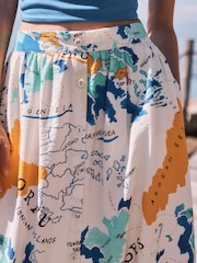 نقشة خرائط متعددة - تنورة ماكسي بأزرار أمامية - صورة 5 من 5