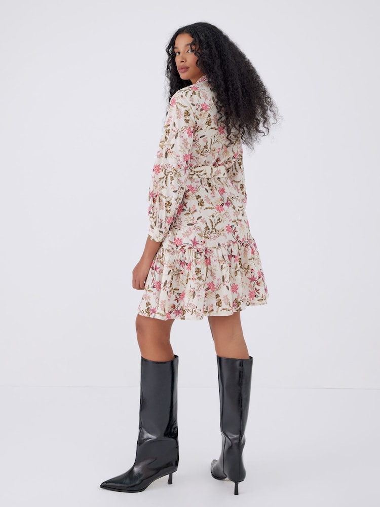 Raishma Cream Sierra Cream Dress A High Neck Three-Quarters Sleeved Mini Dress - Image 2 of 3