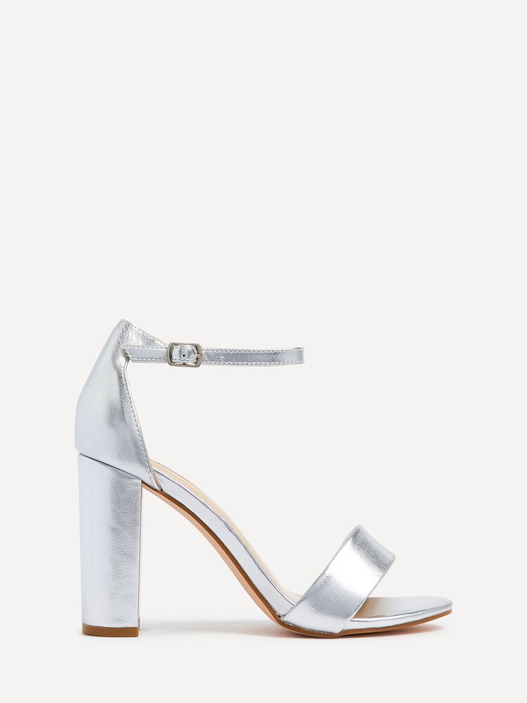 Linzi Silver Nelly Barely There Block Heeled Sandals - Image 2 of 5 Linzi Silver Nelly Barely There Block Heeled Sandals - Image 2 of 5