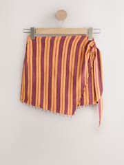 Orange Stripe Linen Blend Mini Sarong - Image 5 of 7