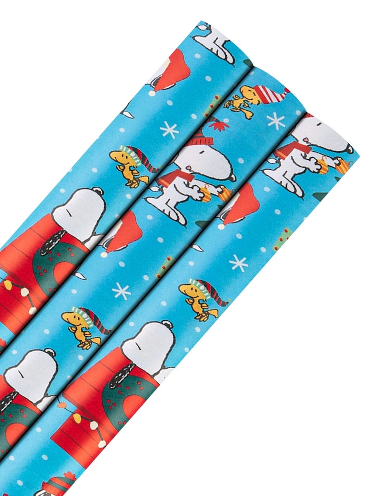 Hallmark 3 x 2m Blue Snoopy Christmas Wrapping Paper - Image 2 of 4 Hallmark 3 x 2m Blue Snoopy Christmas Wrapping Paper - Image 2 of 4