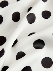 كريم/أسود منقط - Satin Midi Skirt With Lace Trim Skirt - صورة 7 من 8