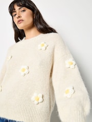 Apricot Natural 3D Daisy Oversized Jumper - Image 2 of 4