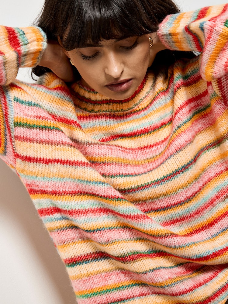Apricot Yellow Multicoloured Stripe Jumper - Image 5 of 5 Apricot Yellow Multicoloured Stripe Jumper - Image 5 of 5