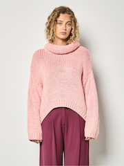 Rosa - Apricot Chunky Neck Alto Bajo Jumper - Imagen 3 de 4