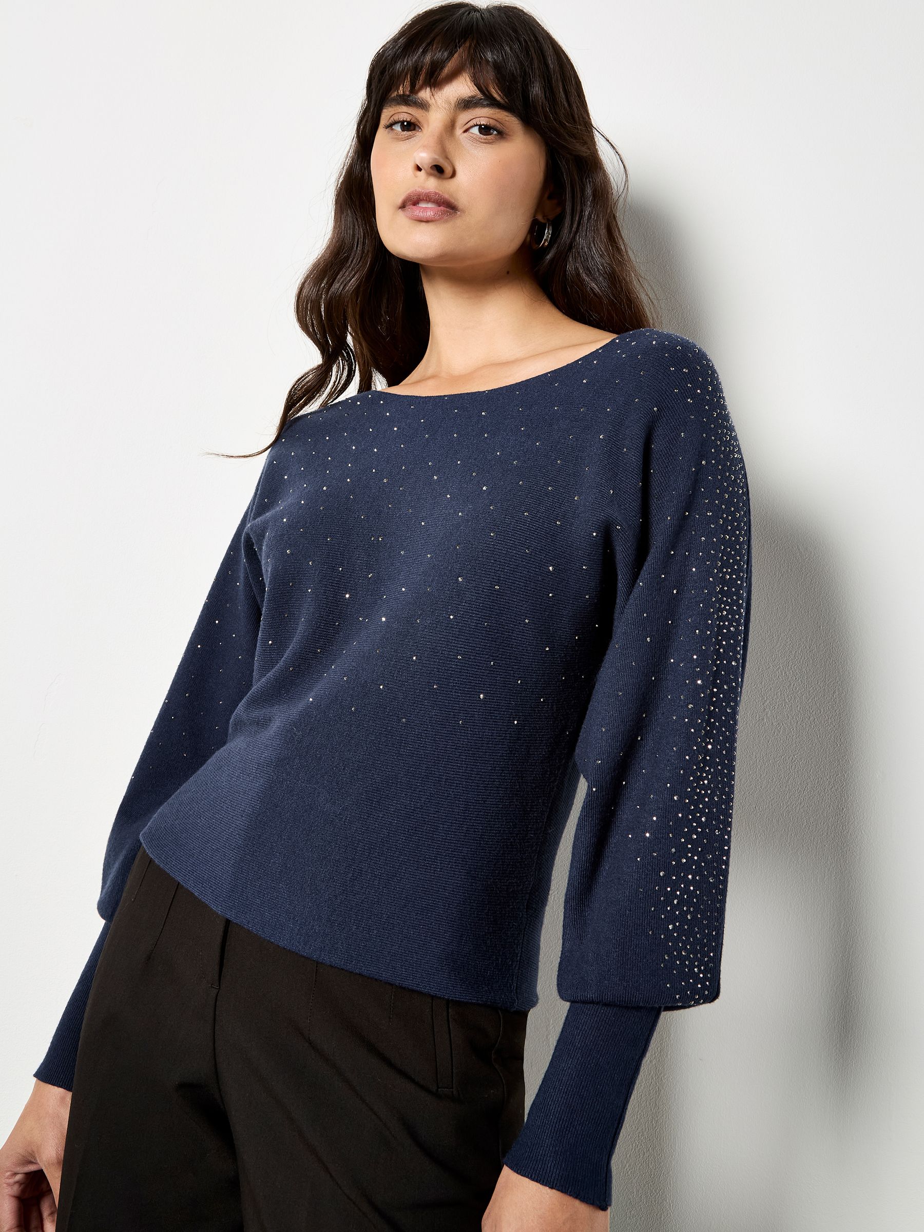 Ckikiou Women's Oversized Boat Neck Sweater – Lightweight, Dolman Batwing Sleeves, Ribbed Knit, Blue - View #7
