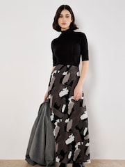 Apricot Grey Brushstroke Bias Skirt - Image 1 of 4