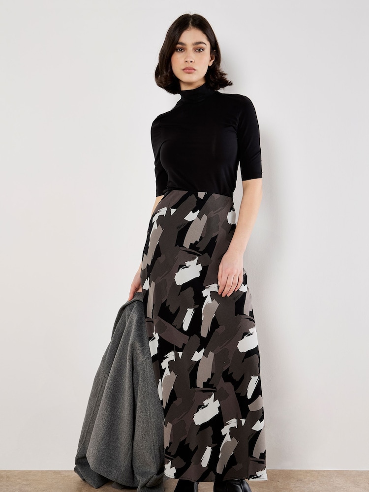 Apricot Grey Brushstroke Bias Skirt - Image 1 of 4 Apricot Grey Brushstroke Bias Skirt - Image 1 of 4
