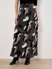 Apricot Grey Brushstroke Bias Skirt - Image 3 of 4