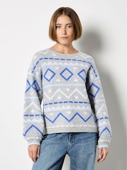 Apricot Blue Diamond & Chevron Jumper - Image 1 of 4