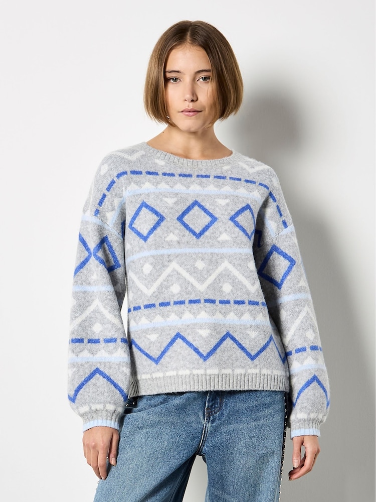 Apricot Blue Diamond & Chevron Jumper - Image 1 of 4 Apricot Blue Diamond & Chevron Jumper - Image 1 of 4