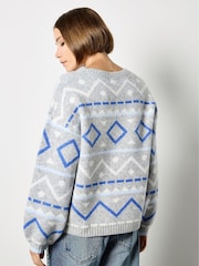 Apricot Blue Diamond & Chevron Jumper - Image 2 of 4